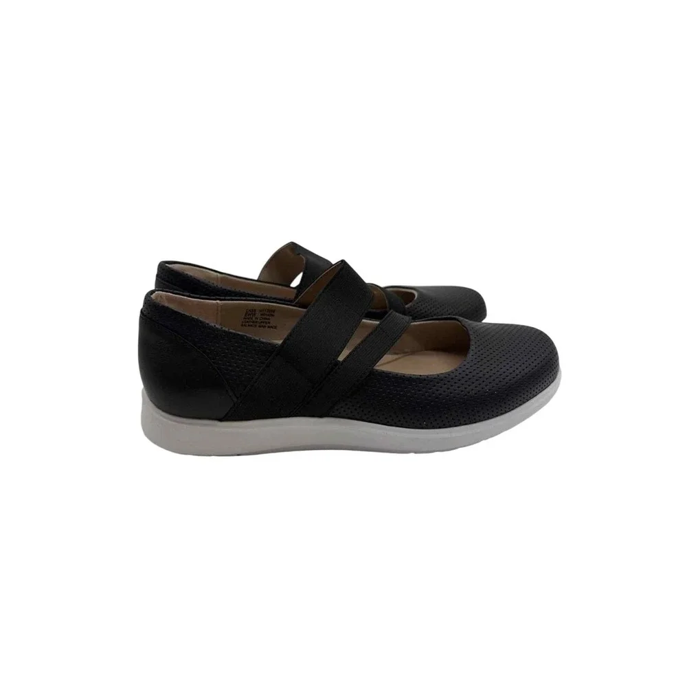 Munro Cass Black Perforated Leather Mary Jane Flats Sneakers Shoes SZ 7.5